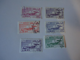 LIBAN  LEBANON USED   6 STAMPS AIR AIRPLANES 1959 - Libanon