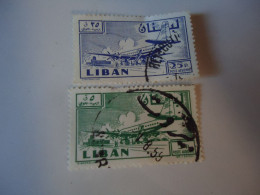 LIBAN  LEBANON USED   2 STAMPS AIR AIRPLANES 1959 - Libanon