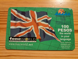 Prepaid Phonecard Mexico, Fone World - Flag, United Kingdom - Mexico