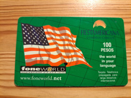 Prepaid Phonecard Mexico, Fone World - Flag, USA - Mexico