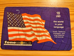 Prepaid Phonecard Mexico, Fone World - Flag, USA - Mexique