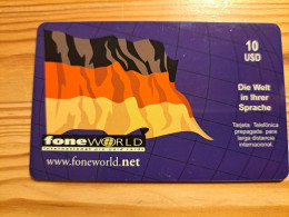 Prepaid Phonecard Mexico, Fone World - Flag, Germany - Mexico