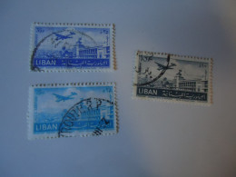 LIBAN  LEBANON USED 3 STAMPS AIR AIRPLANES 1952 - Lebanon