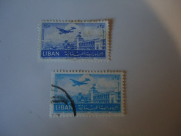 LIBAN  LEBANON USED 2 STAMPS AIR AIRPLANES 1952 - Libanon