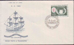 INDIA - CONGRESS  INTERN. CHAMBER OF COMMERCE - SHIPS - FDC - 1965 - Usines & Industries