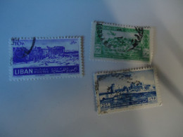 LIBAN  LEBANON USED    3 STAMPS  LANDSCAPES  MONUMENTS AIR - Lebanon