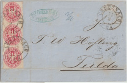 1865 - PRUSSE - LETTRE De BAD KREUZNACH => FULDA - Cartas & Documentos