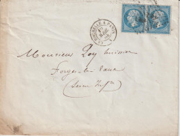 France Lettre 1864  Oblit. Ambulant La Rochelle à Paris A Pour Forges (76) Avec Paire N°22 - 1849-1876: Classic Period