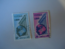 LIBAN  LEBANON USED   2  STAMPS ANNIVERSARIES - Lebanon