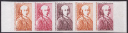 Bande De 5 Essai De Couleur Taaf/fsat Amiral D’entrecasteaux Yvert 83 MNH **3 - Imperforates, Proofs & Errors