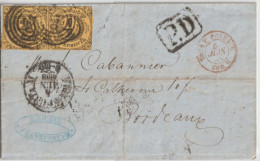 1858 - THURN UND TAXIS - PAIRE ! Sur LETTRE De FRANKFURT => BORDEAUX ENTREE AMBULANT "B" FORBACH ! - Cartas & Documentos