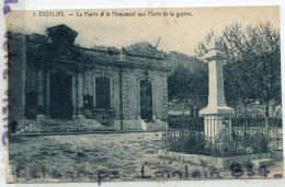 - 8 - CADOLIVE - ( B Du R ), La Mairie Et Le Monument Aux Morts De La Guerre, écrite, 1929, TBE, Scans.. - Autres & Non Classés