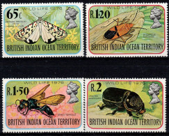 1976 Oceano Indiano, Insetti Farfalle, Serie Completa Nuova (**) - British Indian Ocean Territory (BIOT)