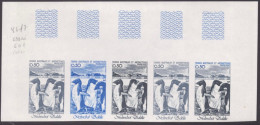 Bande De 5 Essai De Couleur  Taaf/fsat Manchot Yvert 86 MNH **2 - Imperforates, Proofs & Errors