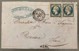 France N°14 (x2) Pli Sur Lettre De Villefranche-s-Saone 6.9.1861 - (B2559) - 1849-1876: Periodo Clásico