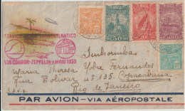 1933 - BRESIL / ENVELOPPE DECOREE CONDOR ZEPPELIN ! De RECIFE => RIO - Luchtpost & Zeppelin
