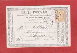 Carte Postale -Sarthe La Ferté Bernard GC 1491 Sur Cérès N°55 15C Vers Chinon 1875 - Precursor Cards