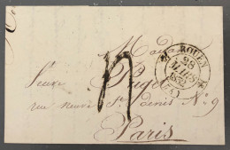 France TAD (type 12) ROUEN (74) 28.3.1832 Sur Lettre Pour Paris - (B2582) - 1801-1848: Precursors XIX