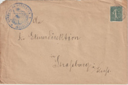 1919 - ALSACE MOSELLE RECONQUISE - CACHET ALLEMAND Sur SEMEUSE / ENV. MAIRIE De GUEBLANGE => STRASBOURG - Storia Postale