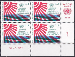 UNO GENF 1981 Mi-Nr. 100 Eckrand-Viererblock ** MNH - Unused Stamps
