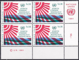 UNO GENF 1981 Mi-Nr. 100 Eckrand-Viererblock ** MNH - Nuovi