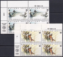 UNO GENF 1984 Mi-Nr. 120/21 Eckrand-Viererblocks ** MNH - Ungebraucht