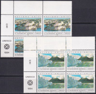 UNO GENF 1984 Mi-Nr. 122/23 Eckrand-Viererblocks ** MNH - Neufs