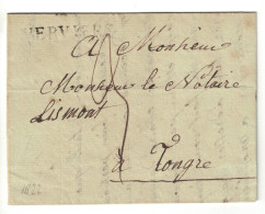 LAC Daté Vervier 16 Mai 1822 Griffe Verviers Port 3 > Notaire Lismont à Tongre - 1815-1830 (Hollandse Tijd)