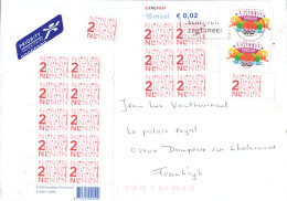 PAYS BAS AFFRANCHISSEMENT COMPOSE SUR LETTRE PRIORITAIRE POUR LA FRANCE 2002 - Storia Postale