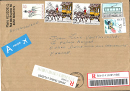 BELGIQUE AFFRANCHISSEMENT COMPOSE SUR LETTRE AVION RECOMMANDEE POUR LA FRANCE 2008 - Storia Postale