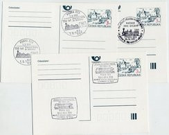 CZECH REPUBLIC 1995 Railway Anniversary 3 Kc.stationery Cards Cancelled With Commemorative Postmarks. - Brieven En Documenten