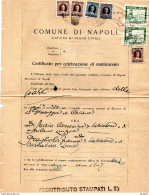 1947 CERTIFICATO COMUNALE NAPOLI  CON MARCHE COMUNALI - Erinnophilie