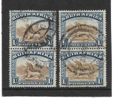 SOUTH AFRICA 1927-1930 BILINGUAL VERTICAL PAIRS 1s PERF14, 1s PERF 14 X 13½ SG36,36a FINE USED Cat£54+ As Vertical Pairs - Used Stamps
