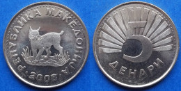 MACEDONIA - 5 Denari 2008 "European Lynx" KM# 4 Republic (1991) - Edelweiss Coins - North Macedonia