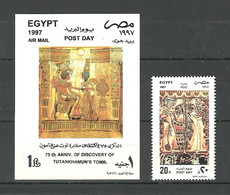 Egypt - 1997 - ( Post Day - Tutankhamen's Tomb, 75th Anniv. ) - Stamp With S/S - MNH (**) - Neufs