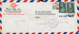 JAPON AFFRANCHISSEMENT COMPOSE SUR LETTRE A EN TETE EXPRES  POUR LA FRANCE 1966 - Lettres & Documents