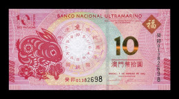 Macao Macau 10 Patacas BNU Commemorative Rabbit Pick 88H Sc Unc - Macao