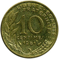 France - 1981 - KM 929 - 10 Centimes - XF - Look Scans - 10 Centimes