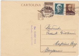 ITALIA - REPUBBLICA SOCIALE - BERGAMO - CARTOLINA POSTALE - C. 30 CON FR.LL - VIAGGIATA PER CAPRINO BERGAMASCO (BG) 1944 - Postwaardestukken