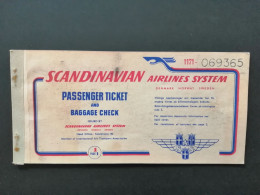 Ancien Billet D'avion De La Scandinavian Airlines Systèm ( SAS ) Copenhague - Paris 1952 - Europa