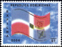DOMINICAN EXFILNA NATIONAL PHILATELIC EXHIBITION, FLAG, Sc 1405 MNH 2004 CV$3 - Dominicaine (République)