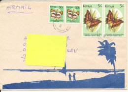 Kenya Cover Sent Air Mail To Denmark Topic Stamps BUTTERFLIES Bended Cover - Kenya (1963-...)