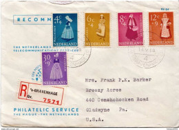 Postal History: Netherlands Registered Cover From 1954 With Full Set - Costumes