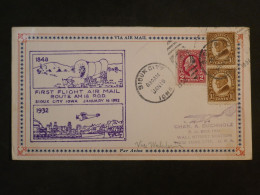 651 USA  BELLE LETTRE 1932  1ER VOL SCIOUX CITY A NEW YORK +AFF. INTERESSANT++ - 1a. 1918-1940 Used