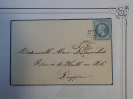 651 FRANCE  BELLE LETTRE BLEUE INITIALISEE 1870 DIEPPE +N°29   +AFF. INTERESSANT++ - 1849-1876: Periodo Clásico