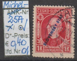 1939 - SLOWAKEI - FM/DM "Andrej Hlinka - Mit Überdruck"  1 K Karmin - O  Gestempelt - S.Scan (25Ao 01-03 Slowakei) - Usados