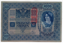 100 - AUTRICHE - HONGRIE  - 1000 Kronen *surcharge Verticale* - Autriche