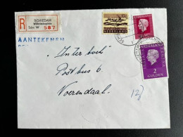 NETHERLANDS 1974 REGISTERED LETTER SCHIEDAM WILHELMINAPLEIN TO VOERENDAAL 08-03-1974 NEDERLAND AANGETEKEND - Cartas & Documentos