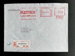 NETHERLANDS 1973 REGISTERED LETTER SASSENHEIM TO HAARLEM 08-08-1973 NEDERLAND AANGETEKEND - Briefe U. Dokumente