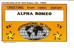 CARTE RADIO - CLUB ALPHA ROMEO - PERPIGNAN CEDEX - GREETING FROM RADIO STATION - Radio